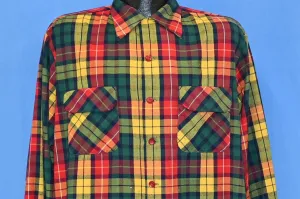 50s Roos Bros Plaid Loop Collar Button Down Shirt Large