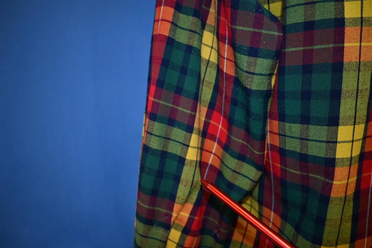 50s Roos Bros Plaid Loop Collar Button Down Shirt Large