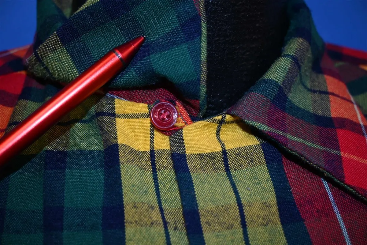 50s Roos Bros Plaid Loop Collar Button Down Shirt Large