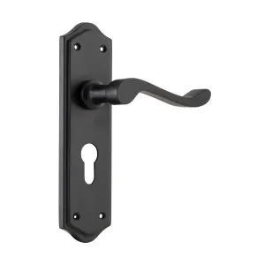 9614E Door Lever Henley Euro Pair Matte Black H180xW50xP58mm