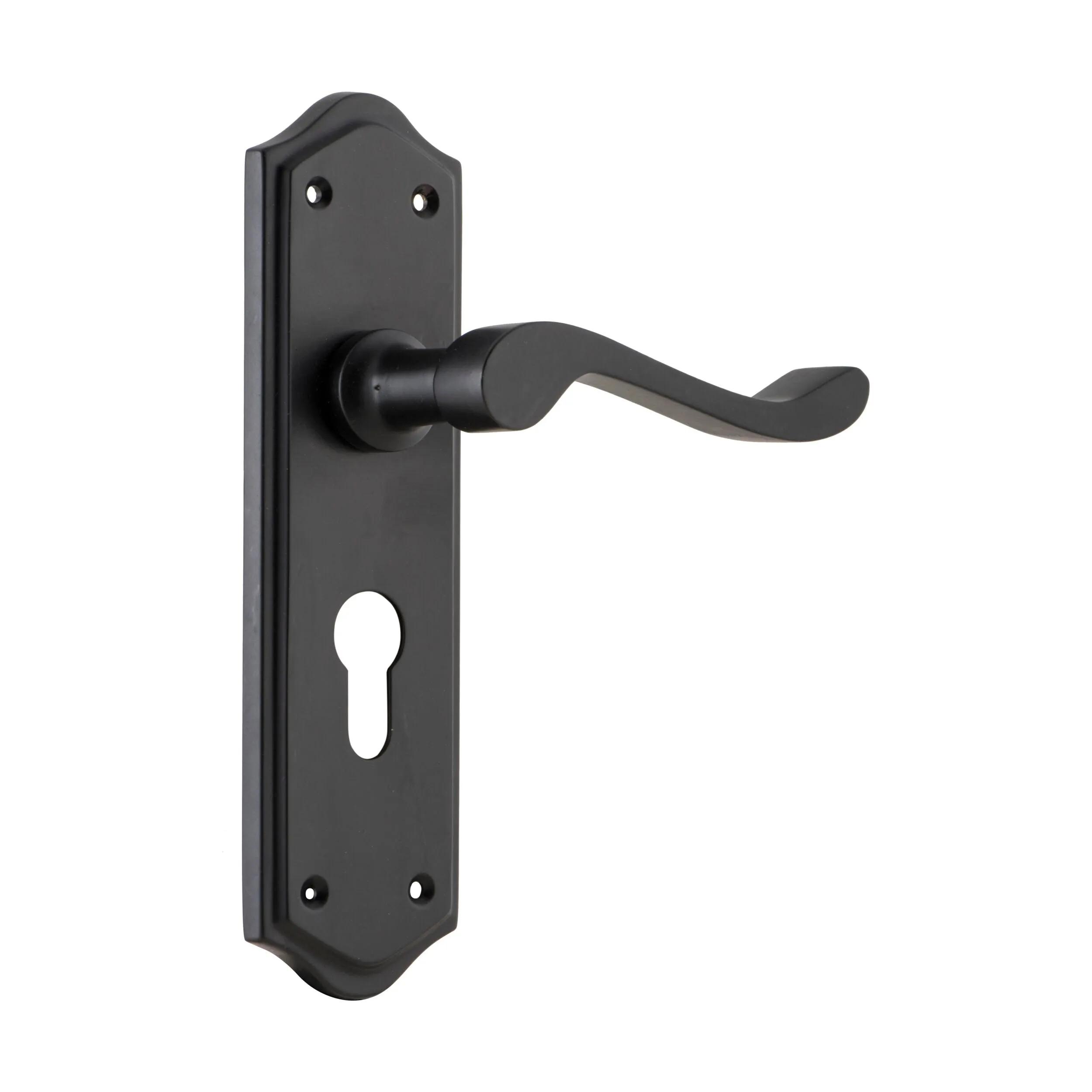 9614E Door Lever Henley Euro Pair Matte Black H180xW50xP58mm