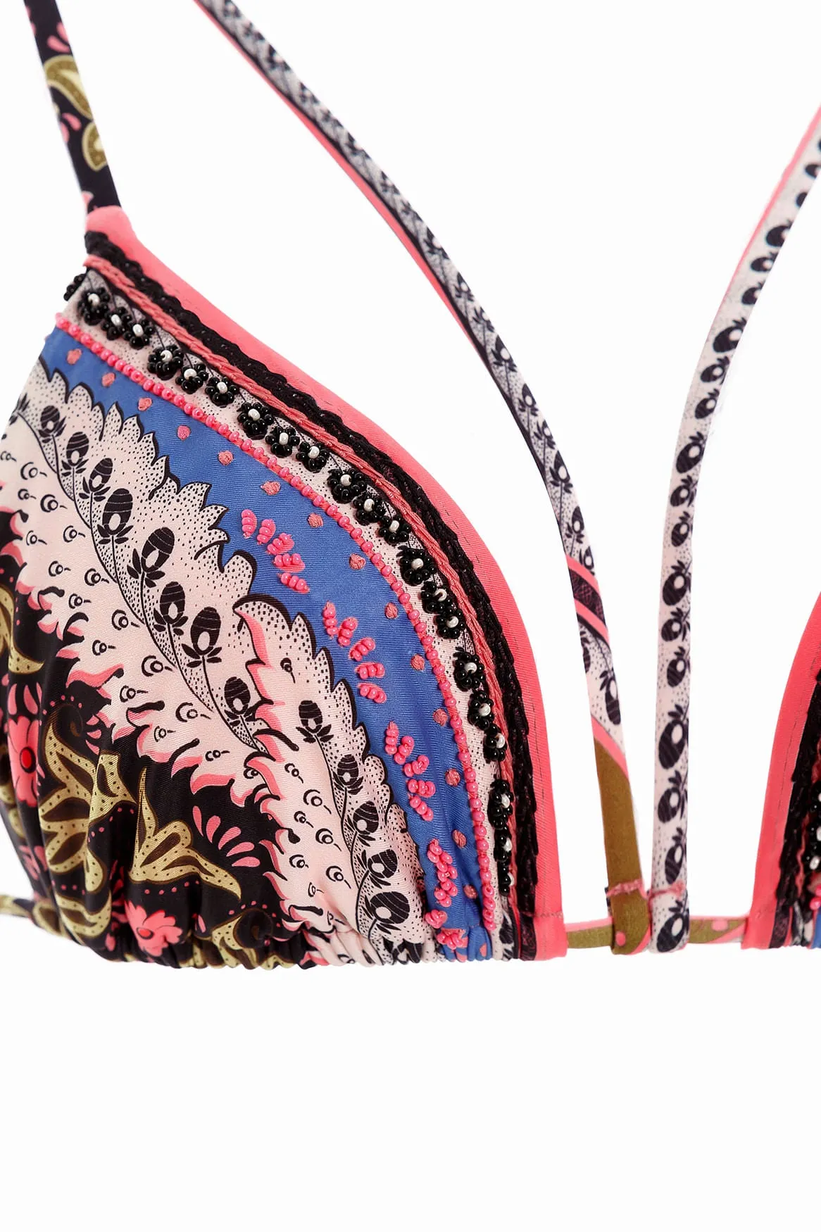 AGUA BENDITA HALLE EMBROIDERED TRIANGLE SWIMSUIT BIKINI TOP