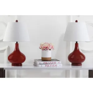 Amy Two-Light Gourd Glass Table Lamps Set of 2 - Red