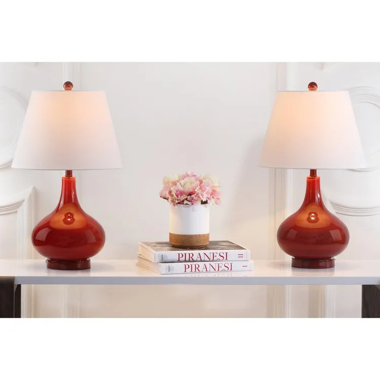 Amy Two-Light Gourd Glass Table Lamps Set of 2 - Red