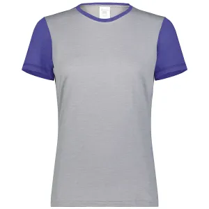 Augusta Sportswear Women's Grey Heather/Purple Heather Gameday Vintage Ringer Tee