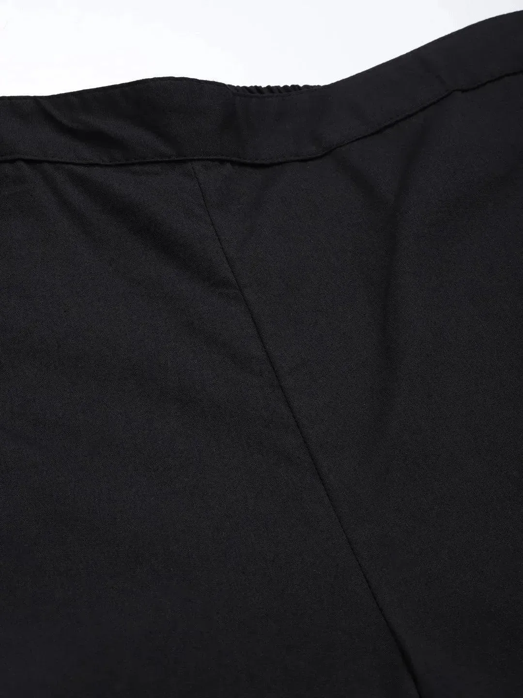 Black Solid Cotton Trousers