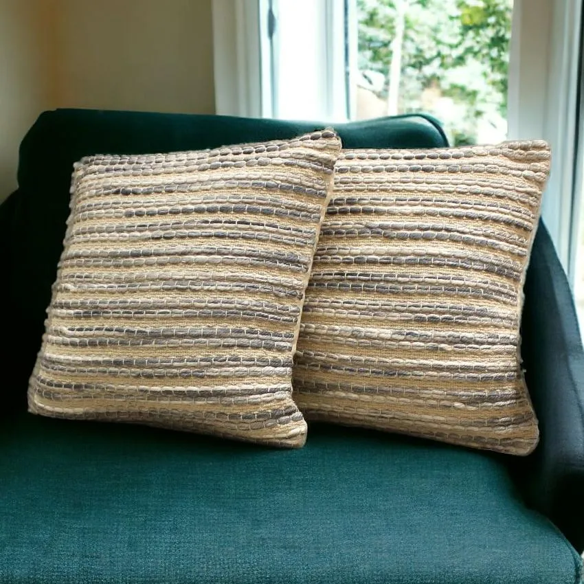 Blue Hand Woven Cotton Cushion Cover | 18 x 18 Inches