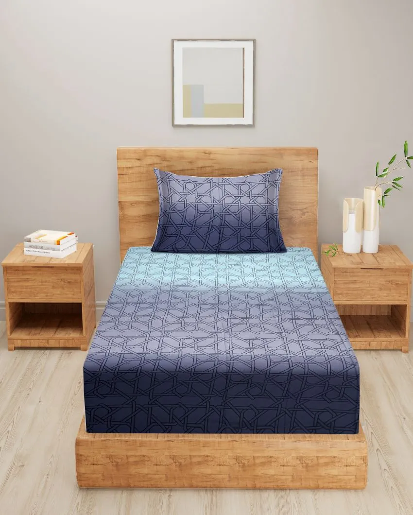Blue Zinnia Pure Cotton Bedsheet with Pillow Cover | 90 x 60 inches
