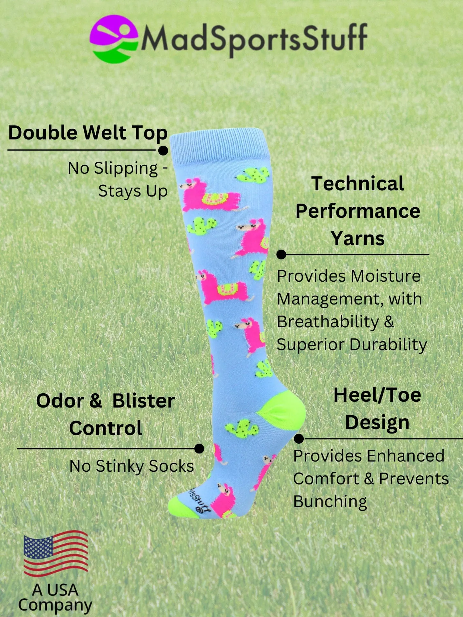 Cactus and Llama Socks Over the Calf Length