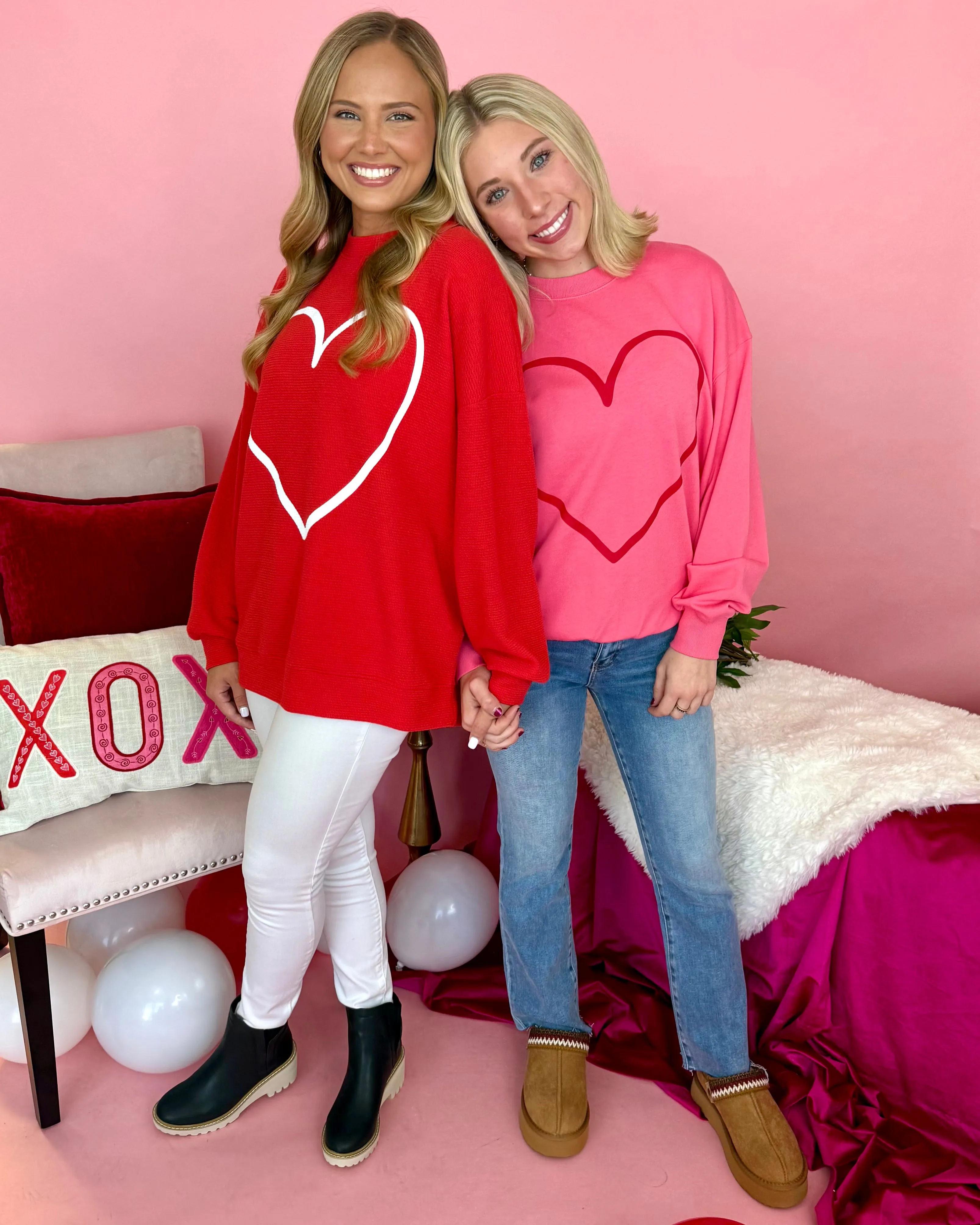Candied Hearts Red Heart Outline Top