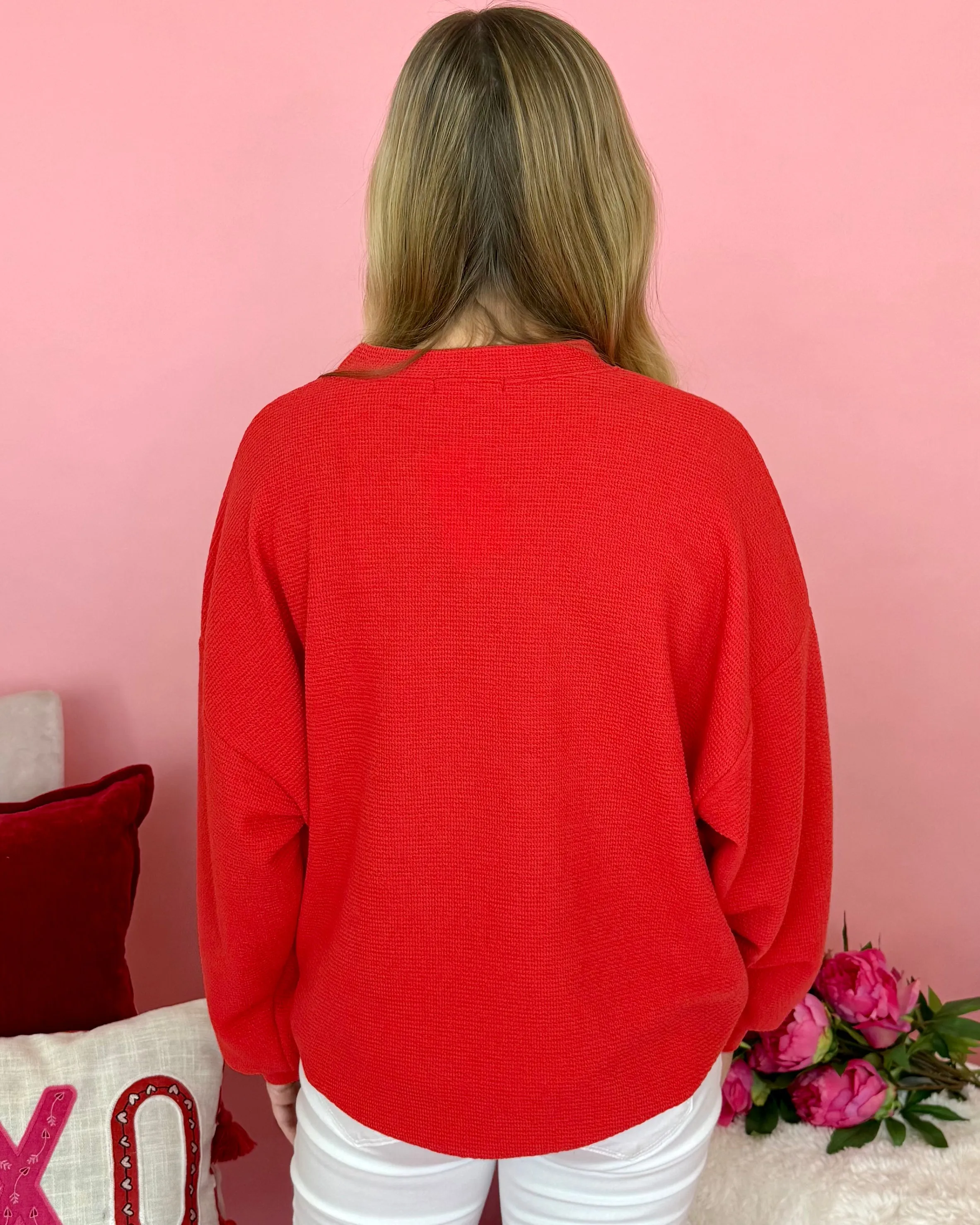 Candied Hearts Red Heart Outline Top