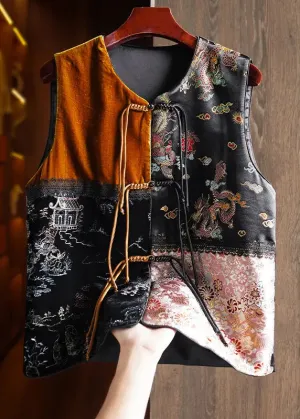 Chinese Button Embroidered Silk Velour Waistcoat Fall