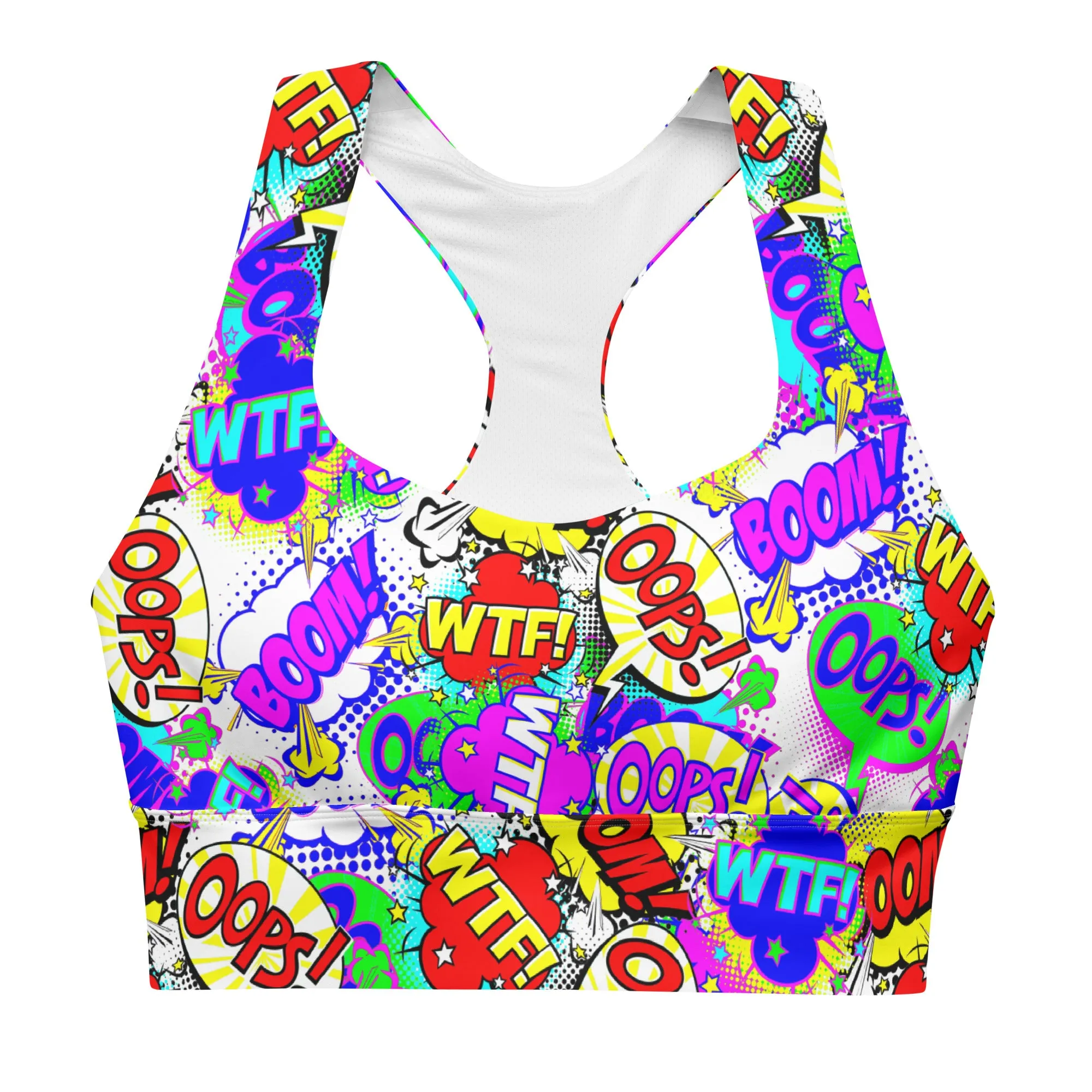 Comic Book Sports Bra Retro Cartoon Style, lioness-love