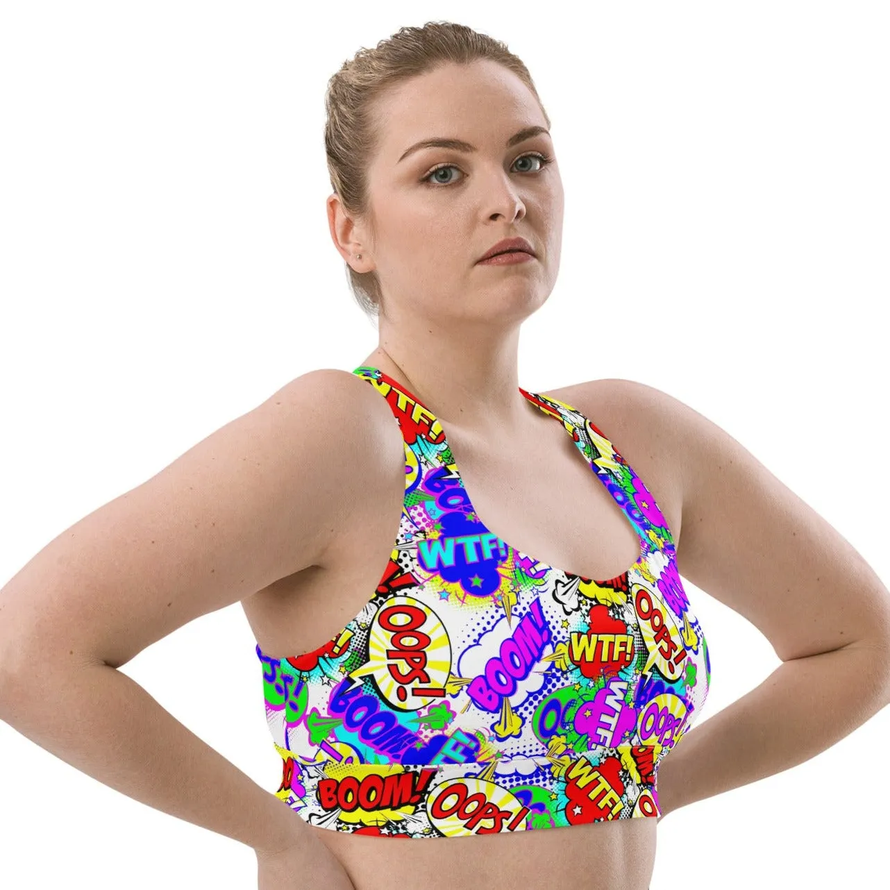 Comic Book Sports Bra Retro Cartoon Style, lioness-love