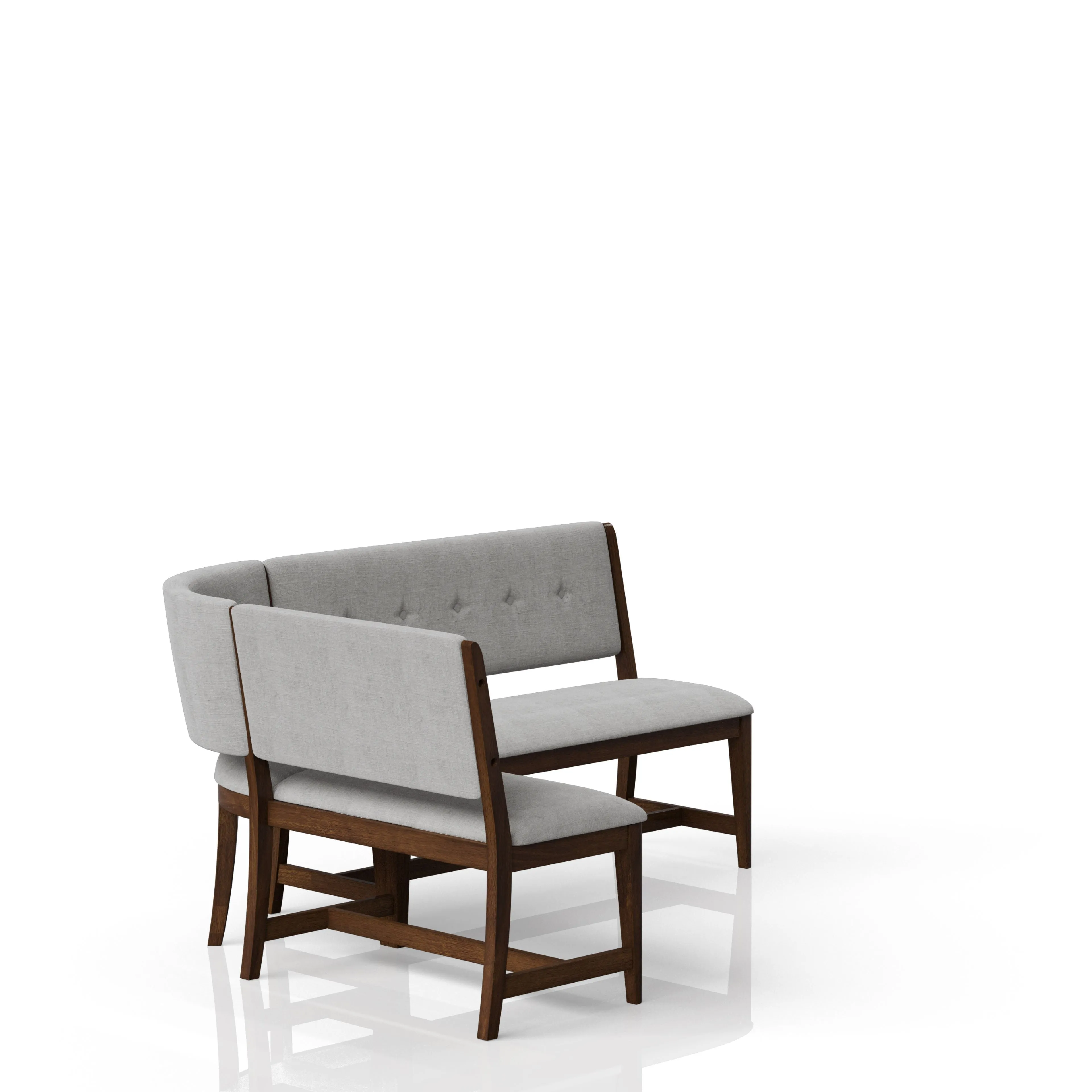 Curved Dining Bench Mid Century Modern Upholstered Curved Bench - Beige by Couch.com