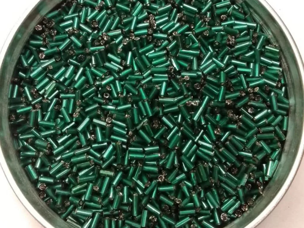 Dark Green Silverline Pipe Glass Seed Beads- 4.5 mm