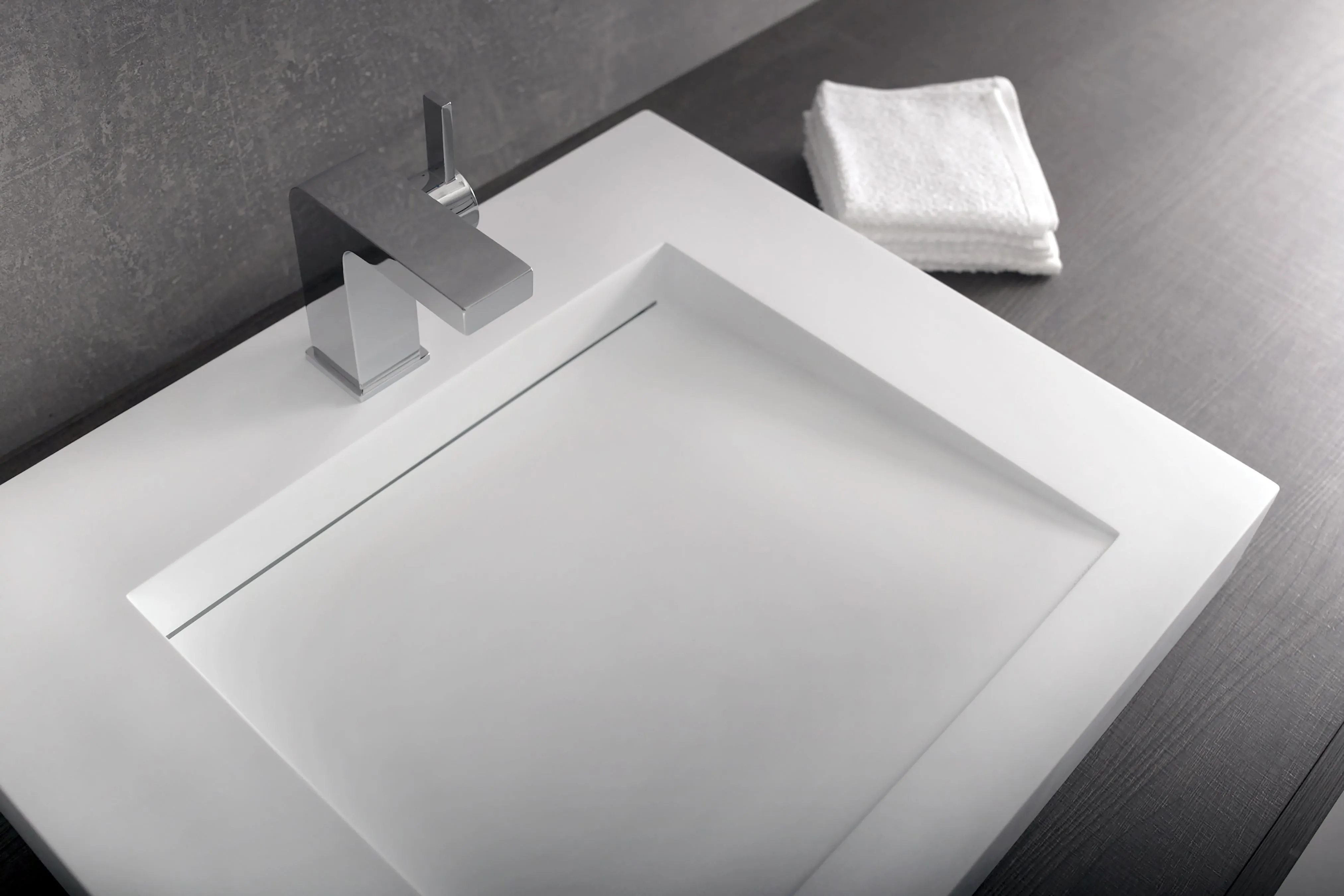 DAX Solid Surface Rectangle Single Bowl Top Mount Bathroom Sink,  23-1/4 x 19-5/16 x 3-1/8 Inches (DAX-AB-1330)