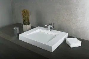 DAX Solid Surface Rectangle Single Bowl Top Mount Bathroom Sink,  23-1/4 x 19-5/16 x 3-1/8 Inches (DAX-AB-1330)