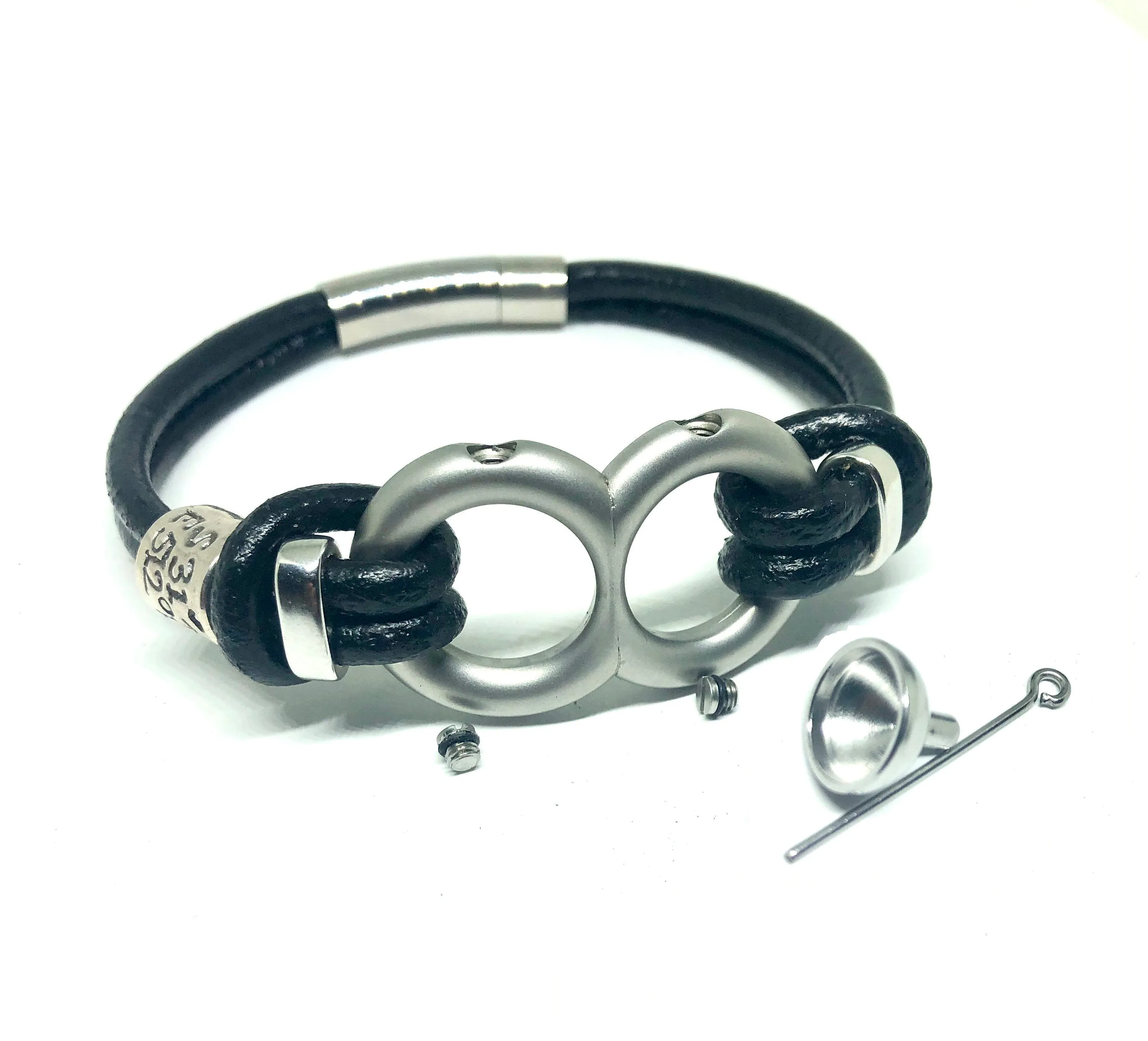 Double-Cord Black Memorial Urn Bracelet
