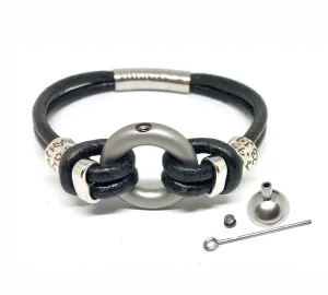 Double-Cord Black Memorial Urn Bracelet