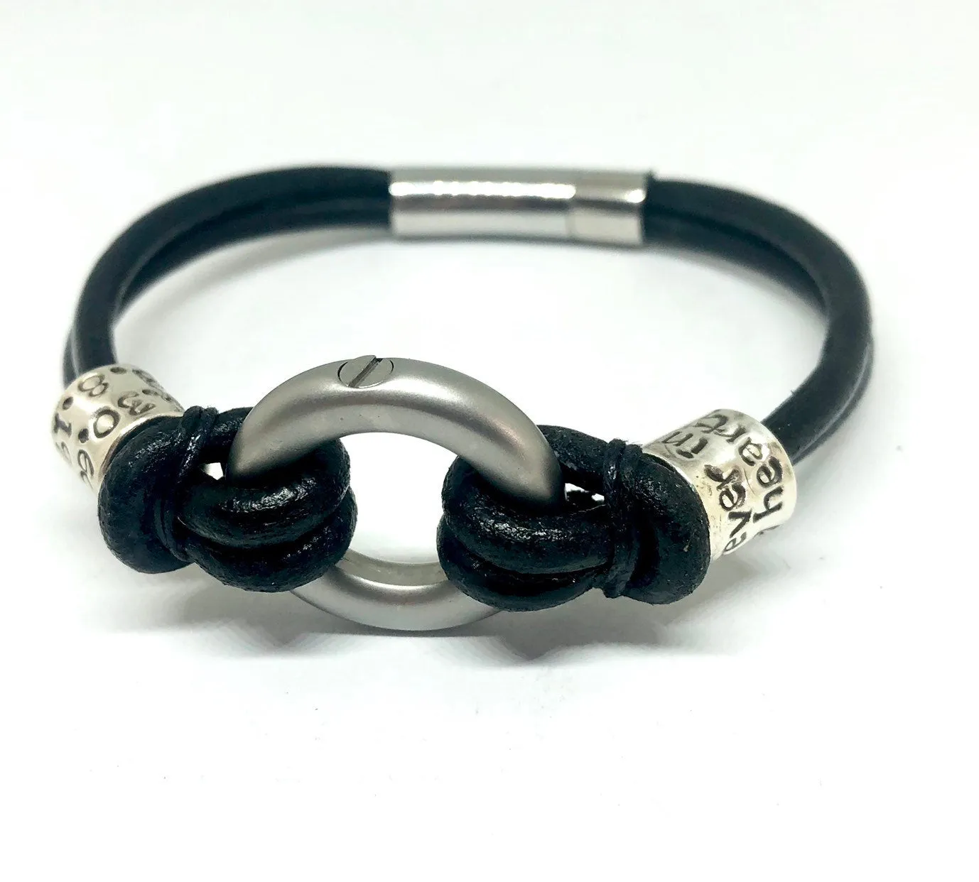 Double-Cord Black Memorial Urn Bracelet