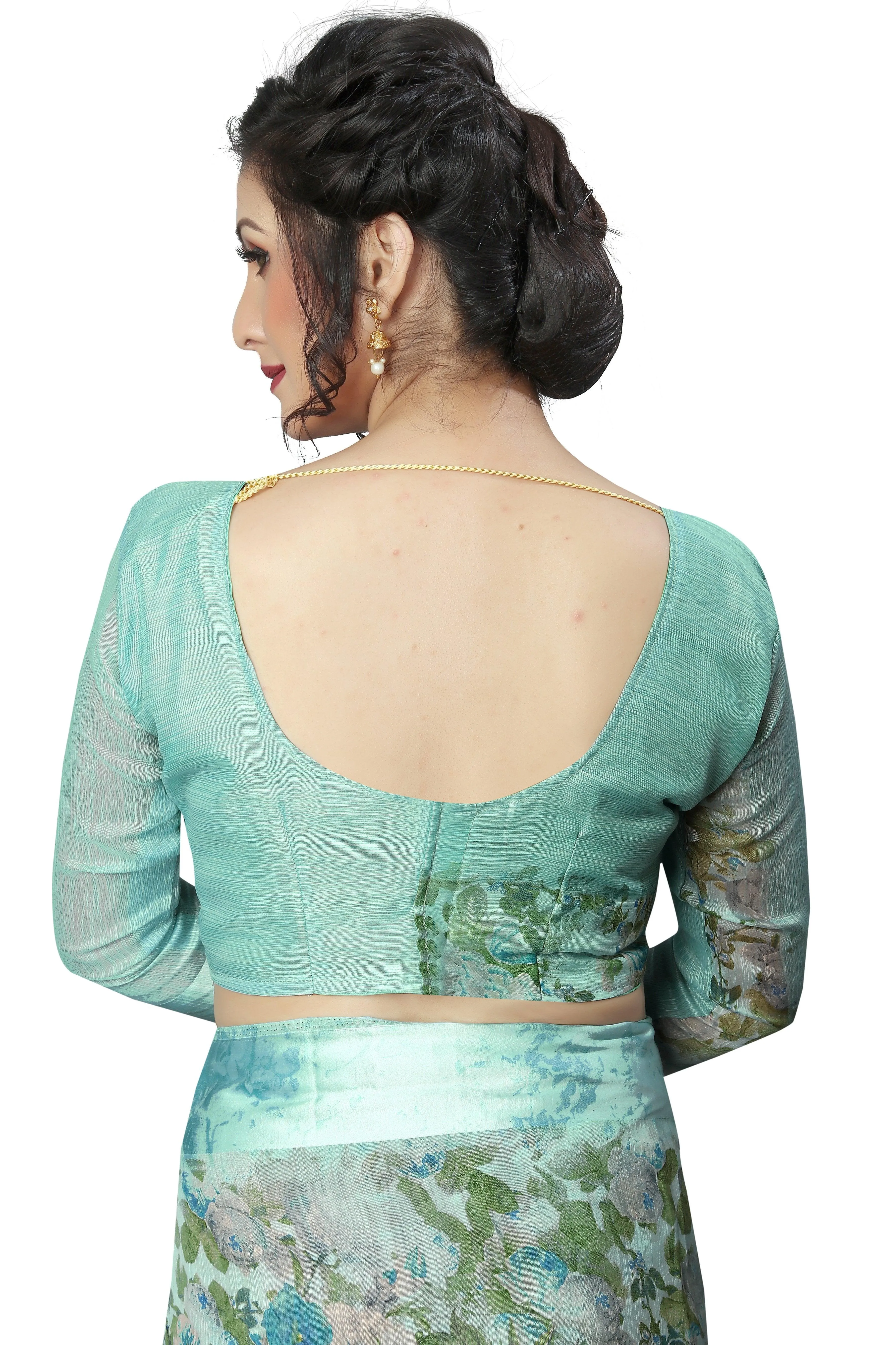Elegant mint Pure  Linen Designer Saree