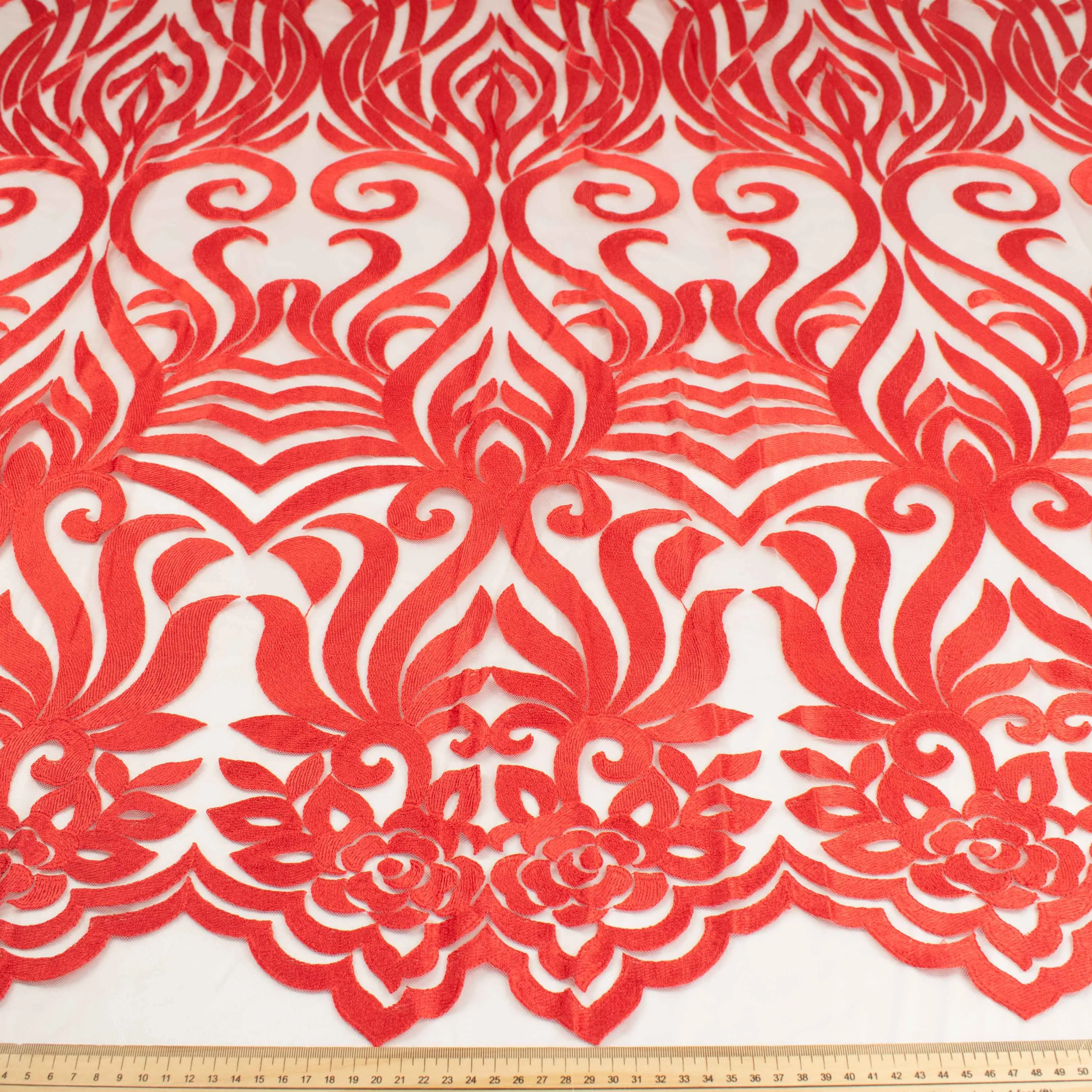 Embroidered Lace Design-2 Red
