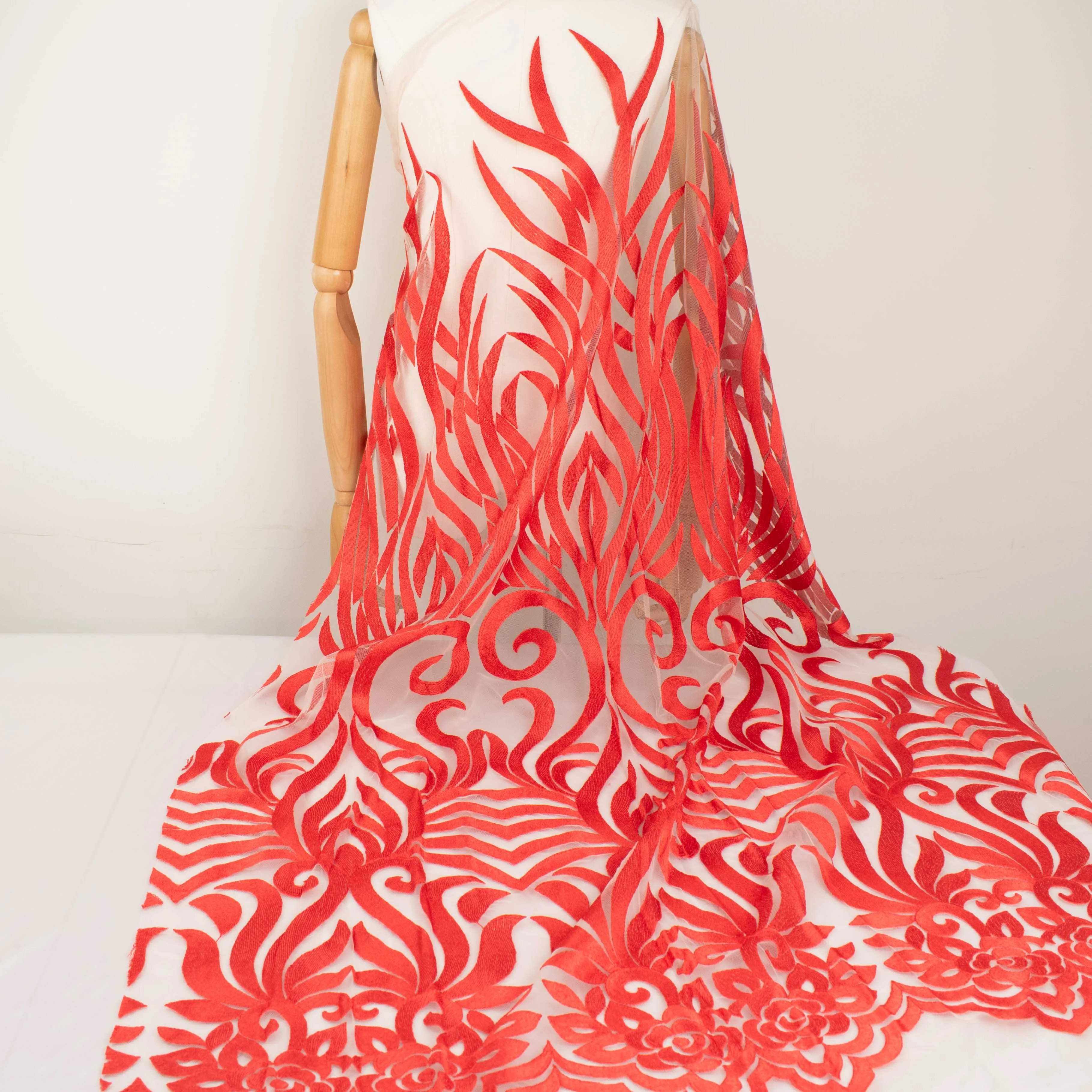 Embroidered Lace Design-2 Red