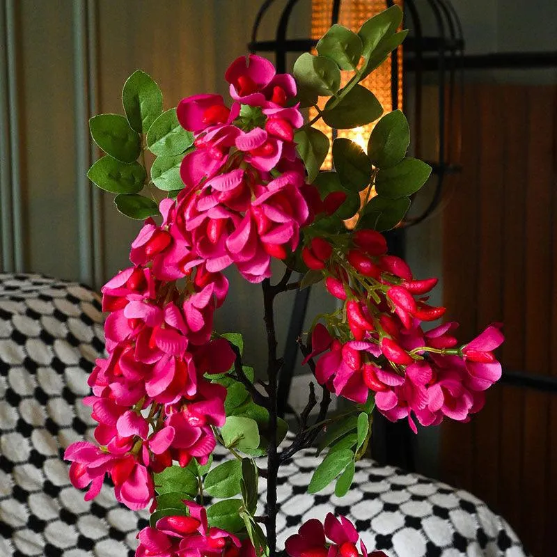 Faux Bristly Locust Flower Stick - Red