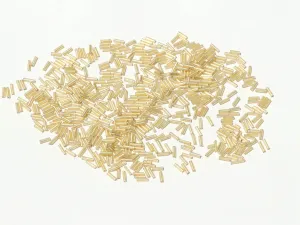 Golden Silverline Pipe / Bugle Glass Seed Beads- 4.5 mm (Wholesale)