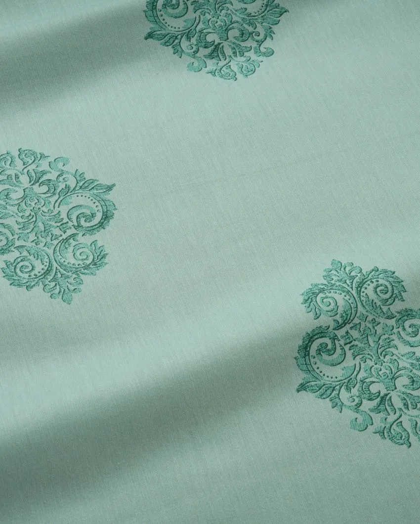 Green Ethnic Motif Zinnia Cotton Single Bedsheet With Pillow Cover | 90 x 60 inches