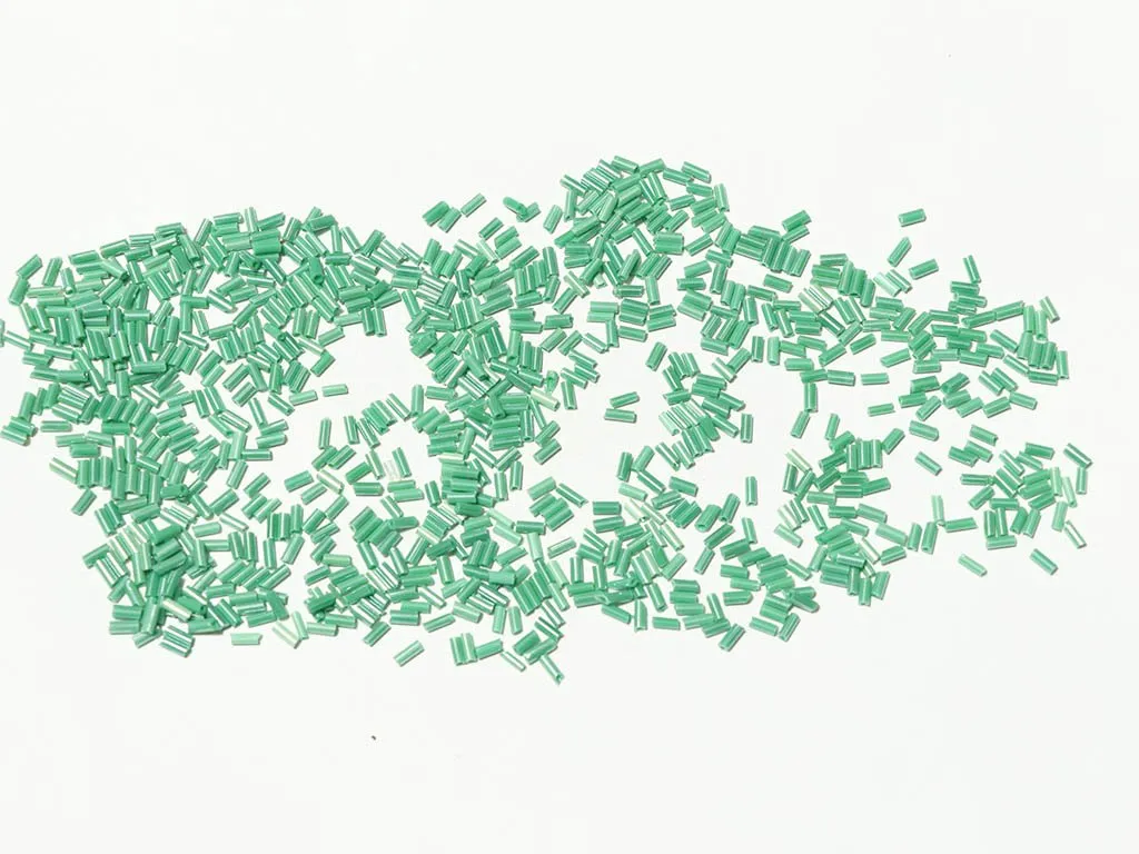 Green Opaque Pipe / Bugle Glass Seed Beads- 4.5 mm (Wholesale)