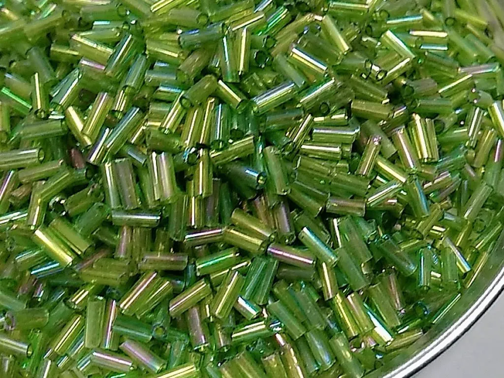 Green Rainbow Pipe / Bugle Seed Beads