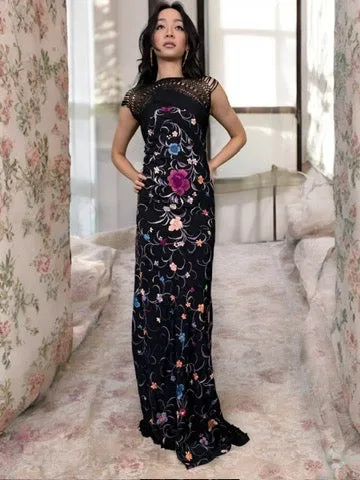 Hanna, reworked floral silk embroidered dress