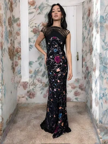Hanna, reworked floral silk embroidered dress