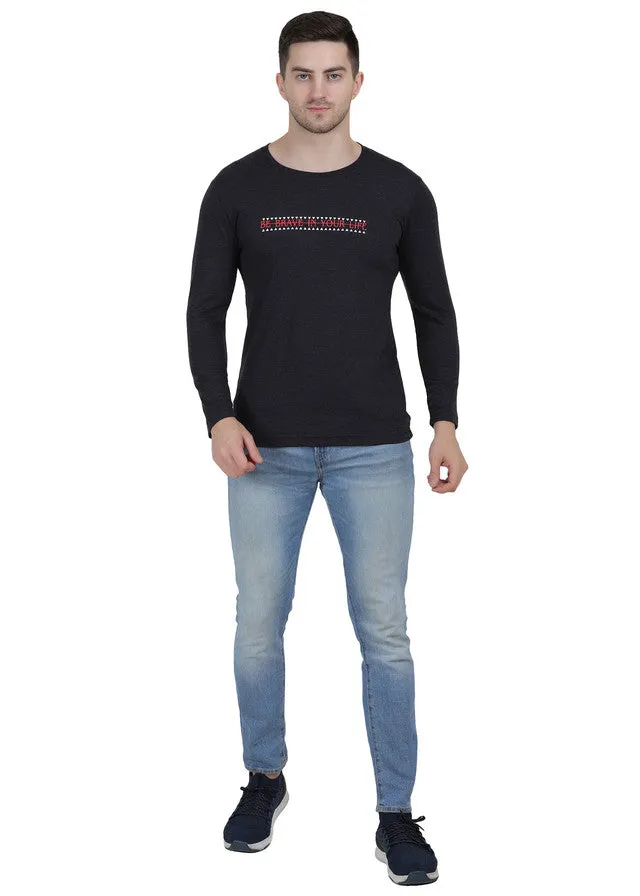 Hiflyers Men Anthra Regular Fit Printed Round Neck T-Shirt