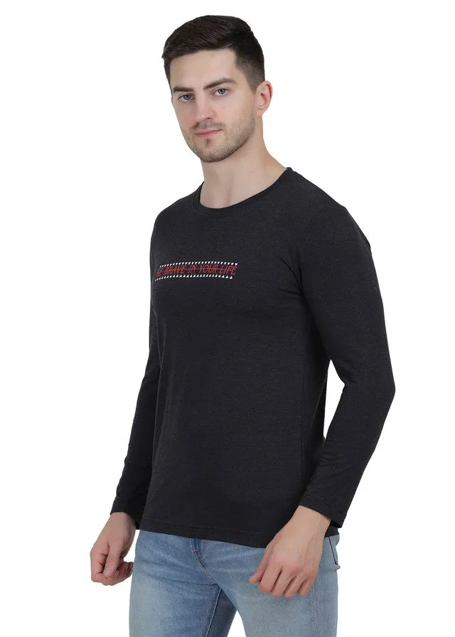 Hiflyers Men Anthra Regular Fit Printed Round Neck T-Shirt