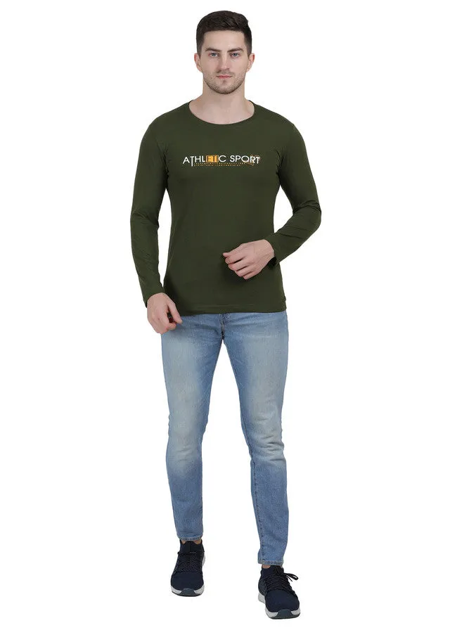 Hiflyers Men Olive Regular Fit Printed Round Neck T-Shirt