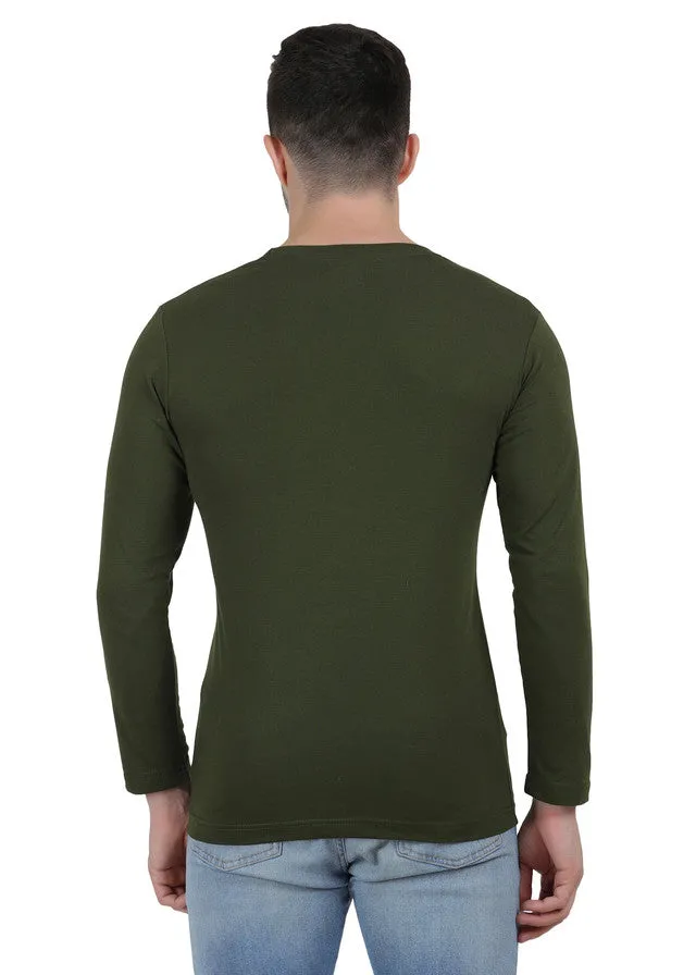 Hiflyers Men Olive Regular Fit Printed Round Neck T-Shirt