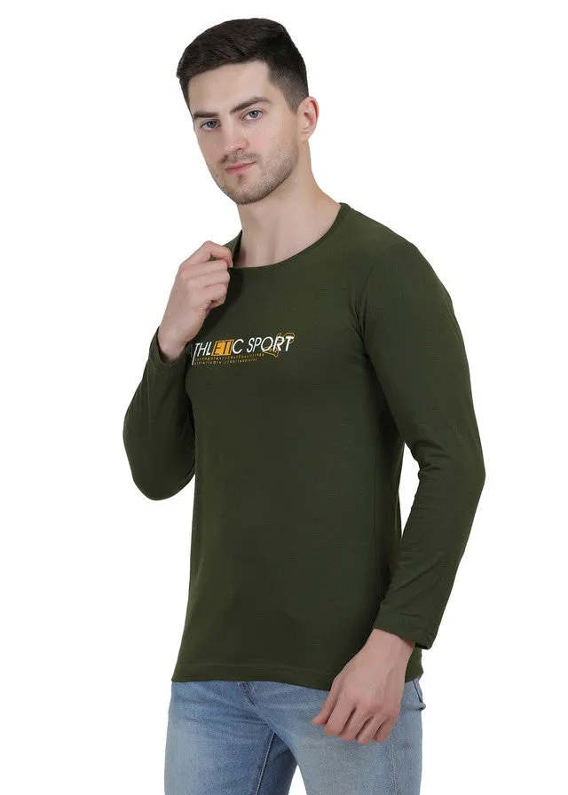Hiflyers Men Olive Regular Fit Printed Round Neck T-Shirt