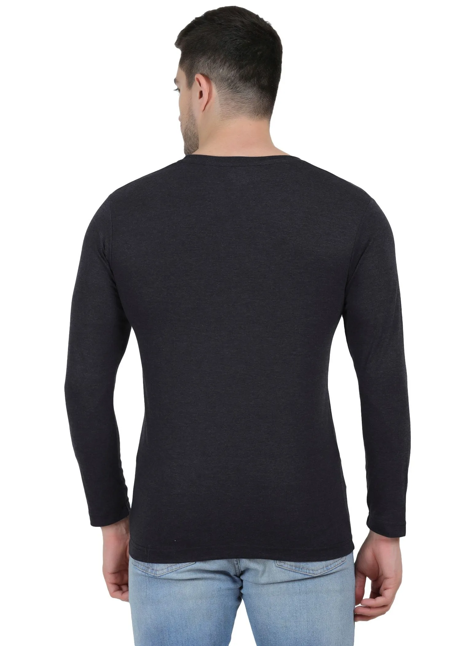 Hiflyers Mens Anthra Regular Fit  Printed Round Neck Full Sleev Tshirt