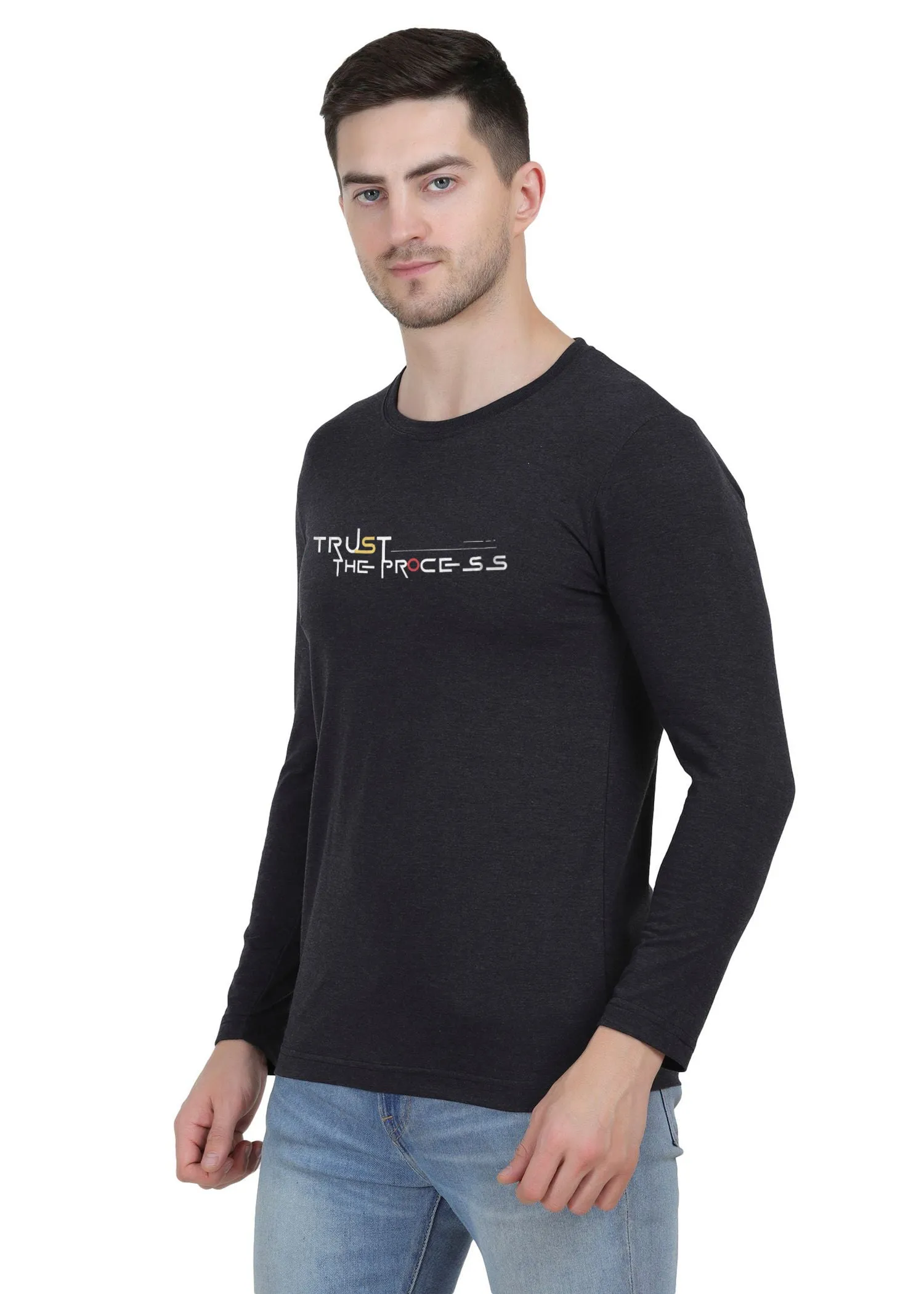 Hiflyers Mens Anthra Regular Fit  Printed Round Neck Full Sleev Tshirt
