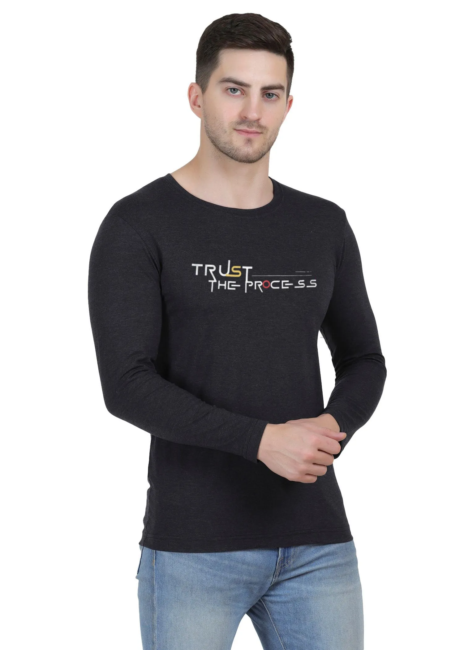 Hiflyers Mens Anthra Regular Fit  Printed Round Neck Full Sleev Tshirt
