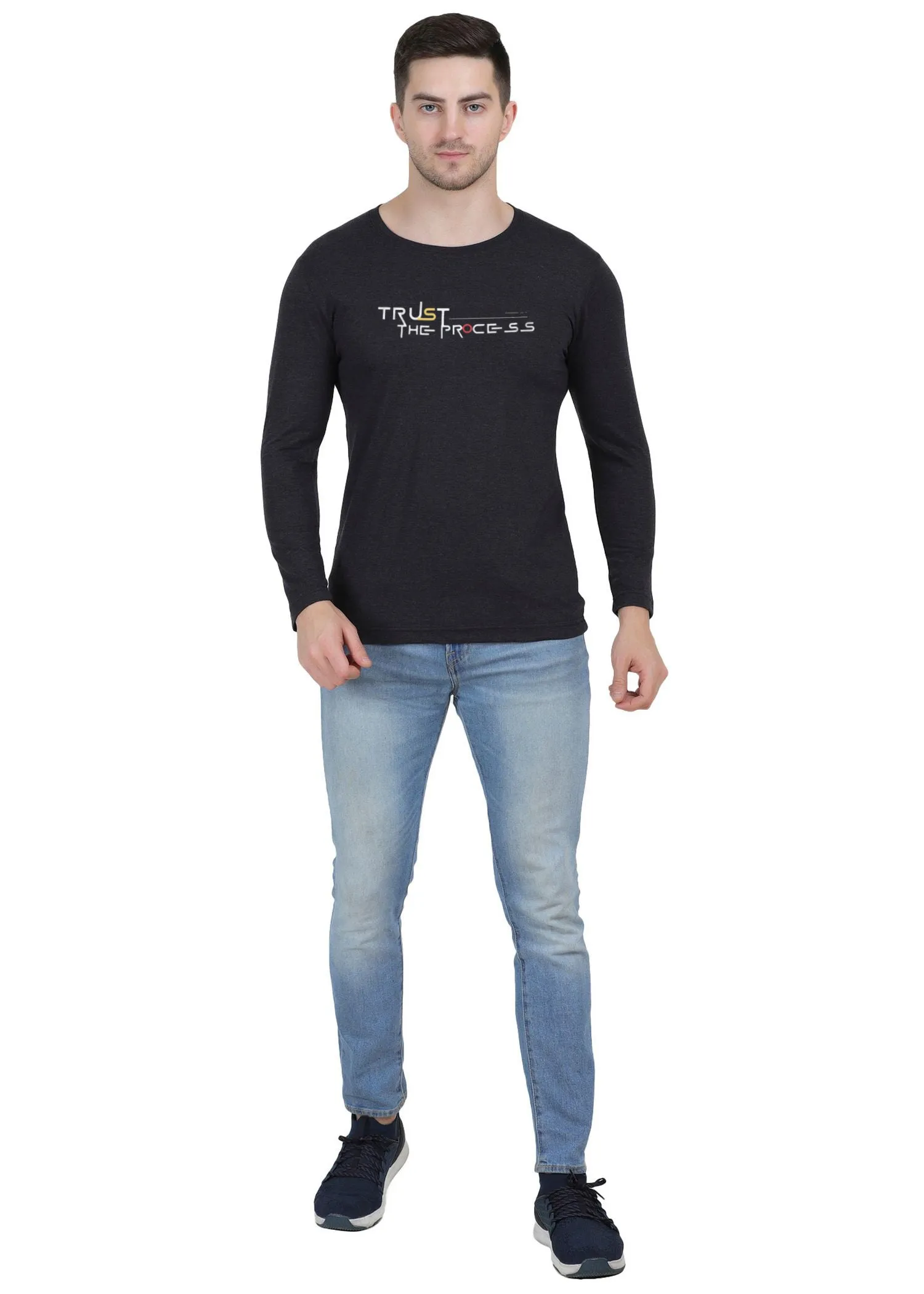 Hiflyers Mens Anthra Regular Fit  Printed Round Neck Full Sleev Tshirt