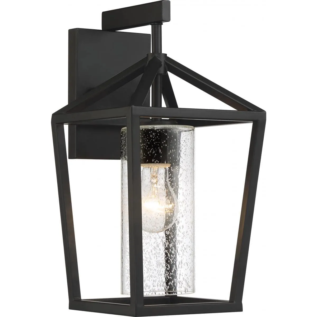 Hopewell- 1 Light Medium Wall Lantern - with Clear Seeded Glass - Matte Black Finish