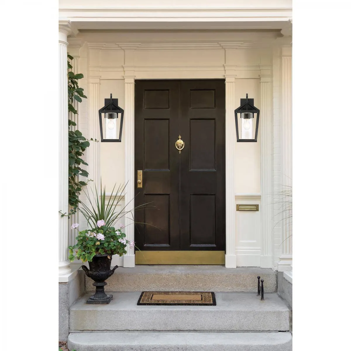 Hopewell- 1 Light Medium Wall Lantern - with Clear Seeded Glass - Matte Black Finish