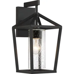 Hopewell- 1 Light Medium Wall Lantern - with Clear Seeded Glass - Matte Black Finish