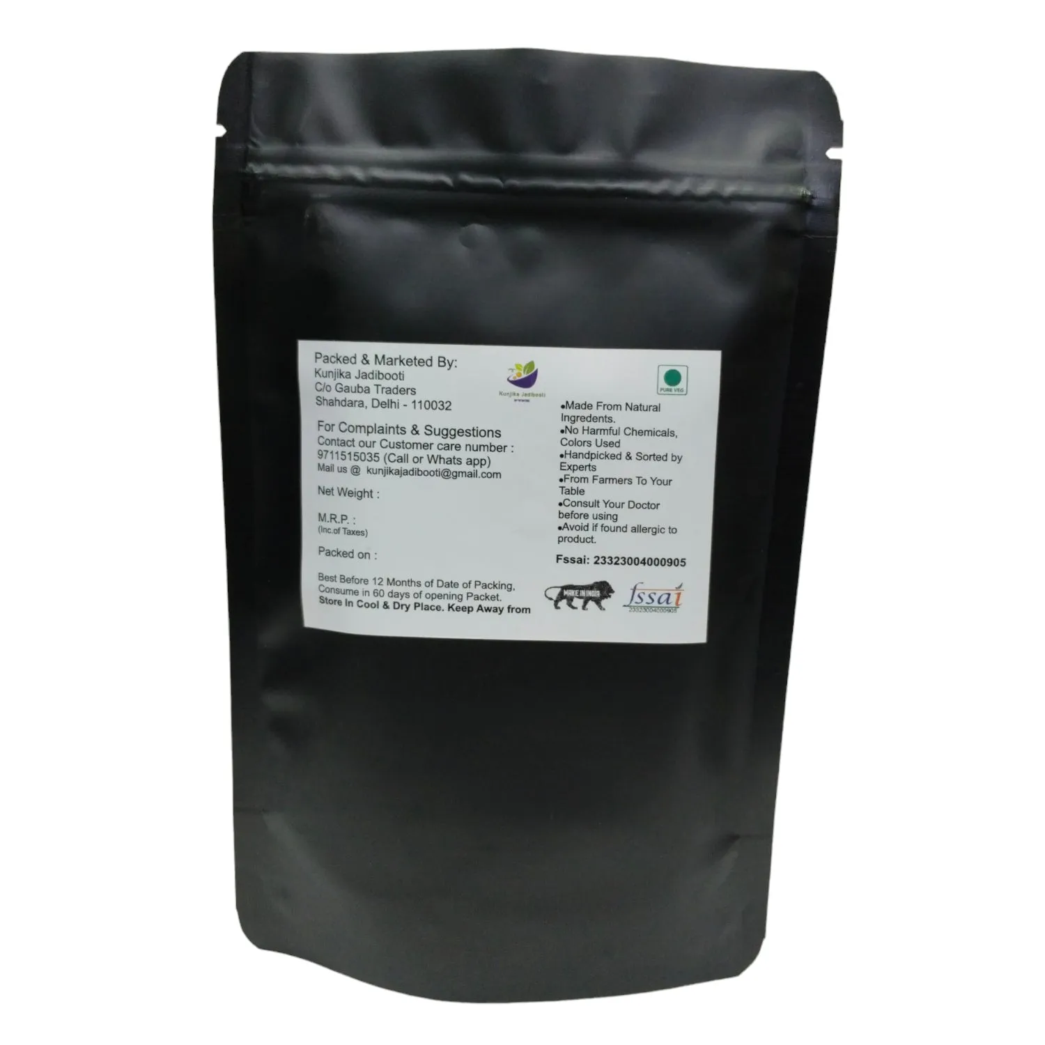 Kunjika Jadibooti Unroasted Arabica Green Coffee Powder - Caffeine Free - Vegan Natural Immunity Booster and Weight Management Powder - 100 gm