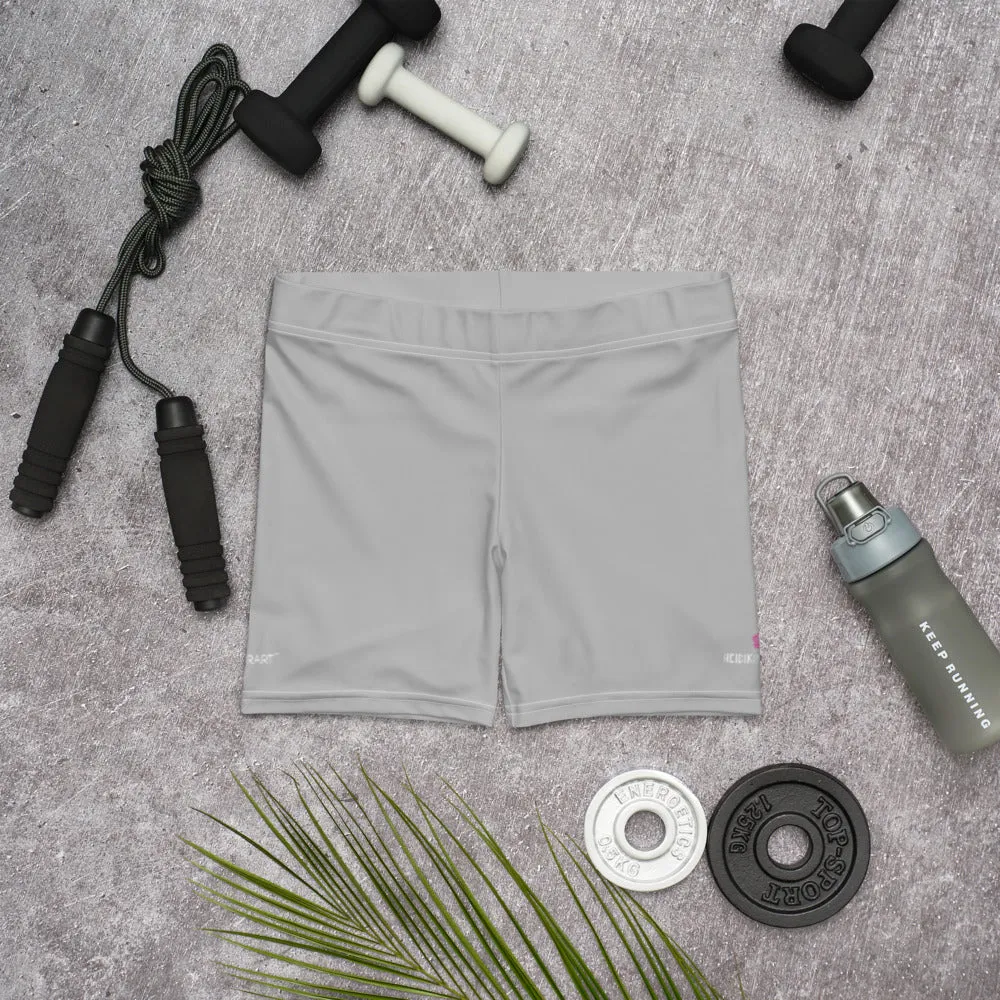 Light Grey Women's Shorts, White Gray Solid Color Modern Minimalist Short Tights-Made in USA/EU