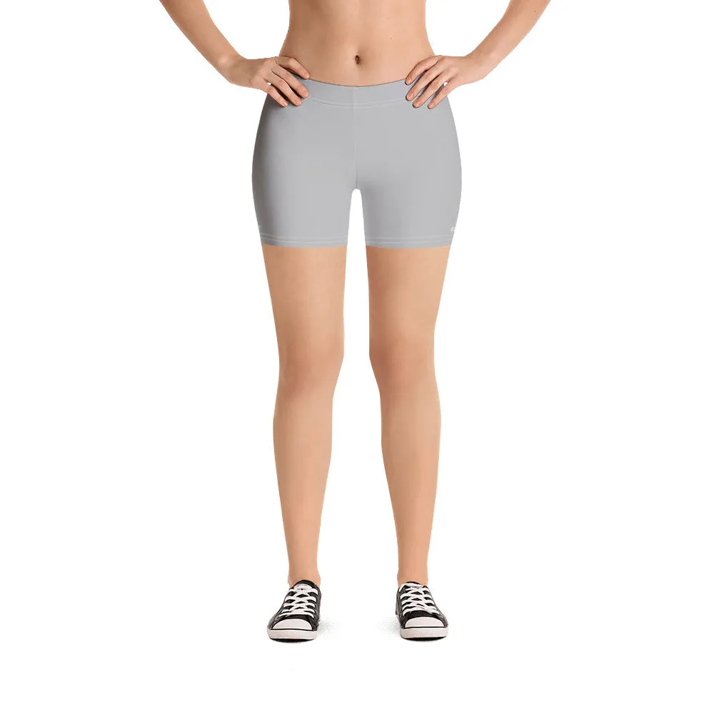 Light Grey Women's Shorts, White Gray Solid Color Modern Minimalist Short Tights-Made in USA/EU